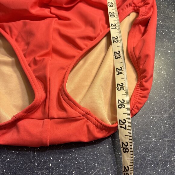 Land's End Womens 1 Piece Swimsuit Coral V Neck Ruffle Built In Bra Sz 16 - Picture 11 of 11